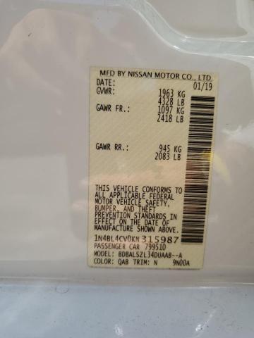 Photo 10 from auction – 2019 NISSAN ALTIMA SR with VIN 1N4BL4CV0KN315987