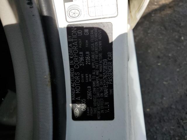 Photo 10 from auction – 2006 KIA SPECTRA LX with VIN KNAFE121765218159