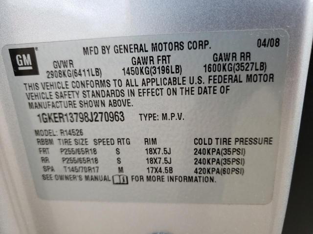 Photo 10 from auction – 2008 GMC ACADIA SLE with VIN 1GKER13798J270963