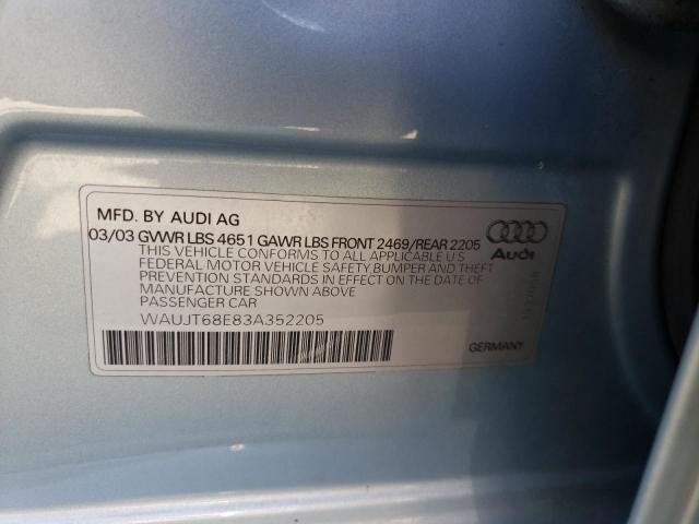Photo 10 from auction – 2003 AUDI A4 3.0 with VIN WAUJT68E83A352205