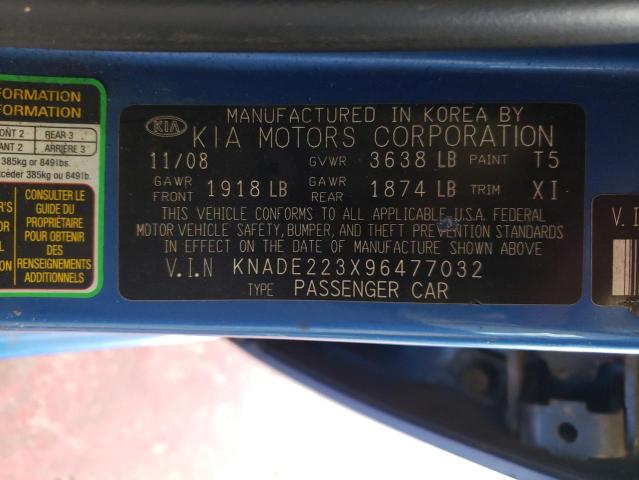 Photo 10 from auction – 2009 KIA RIO BASE with VIN KNADE223X96477032