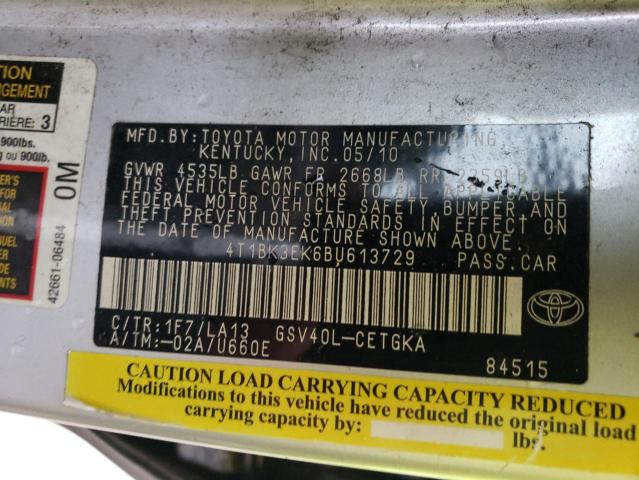 Photo 10 from auction – 2011 TOYOTA CAMRY SE with VIN 4T1BK3EK6BU613729