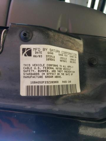 Photo 10 from auction – 2003 SATURN ION LEVEL with VIN 1G8AG52F23Z203058