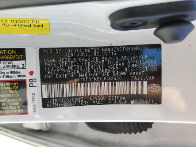 Photo 10 from auction – 2015 TOYOTA CAMRY LE with VIN 4T1BF1FK0FU032630