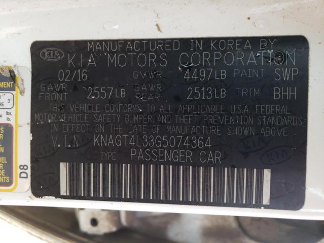 Zdjęcie 10 z aukcji – 2016 KIA OPTIMA LX z VIN KNAGT4L33G5074364