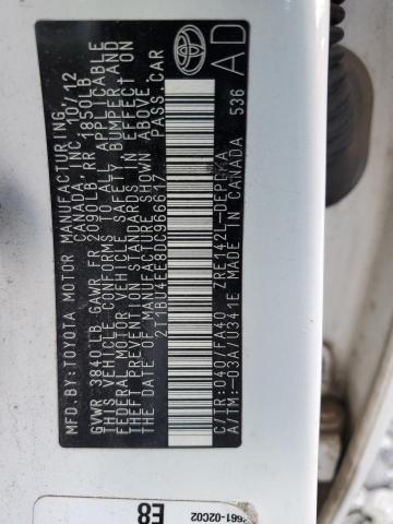 Photo 10 from auction – 2013 TOYOTA COROLLA BA with VIN 2T1BU4EE8DC966617