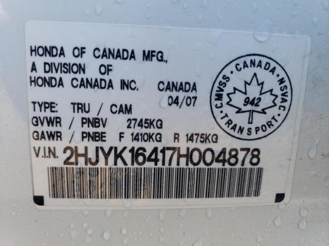 Photo 10 from auction – 2007 HONDA RIDGELINE with VIN 2HJYK16417H004878