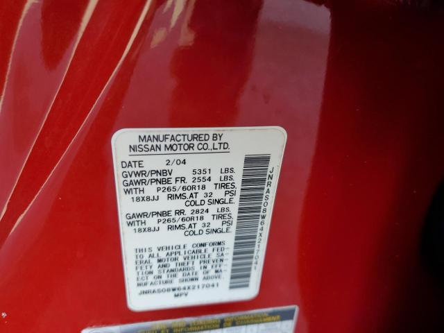 Photo 10 from auction – 2004 INFINITI FX35 with VIN JNRAS08W64X217041