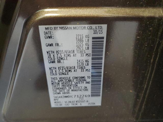Photo 10 from auction – 2015 NISSAN PATHFINDER with VIN 5N1AR2MM0FC712269