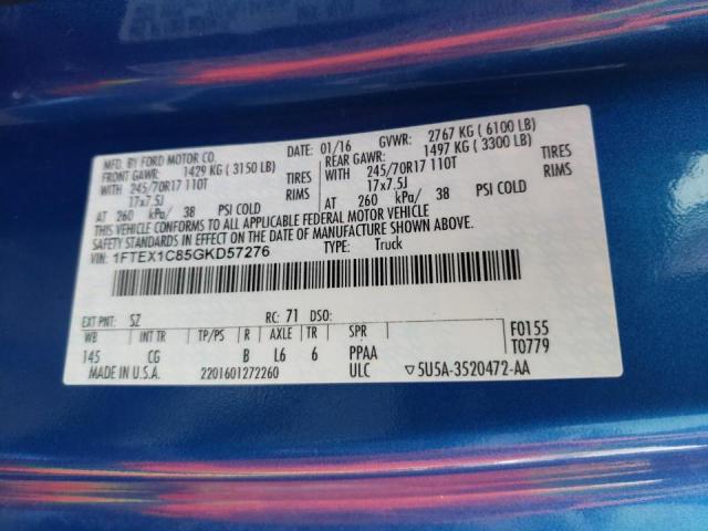 Photo 10 from auction – 2016 FORD F150 SUPER with VIN 1FTEX1C85GKD57276