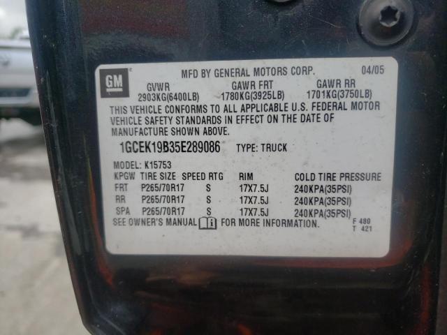 Photo 10 from auction – 2005 CHEVROLET 1500 PU EX with VIN 1GCEK19B35E289086
