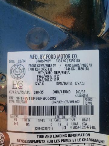 Photo 10 from auction – 2014 FORD F150 SUPER with VIN 1FTFW1EF9EFB05202