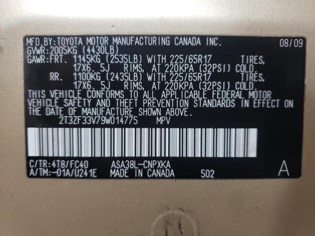 Photo 10 from auction – 2009 TOYOTA RAV4 with VIN 2T3ZF33V79W014775