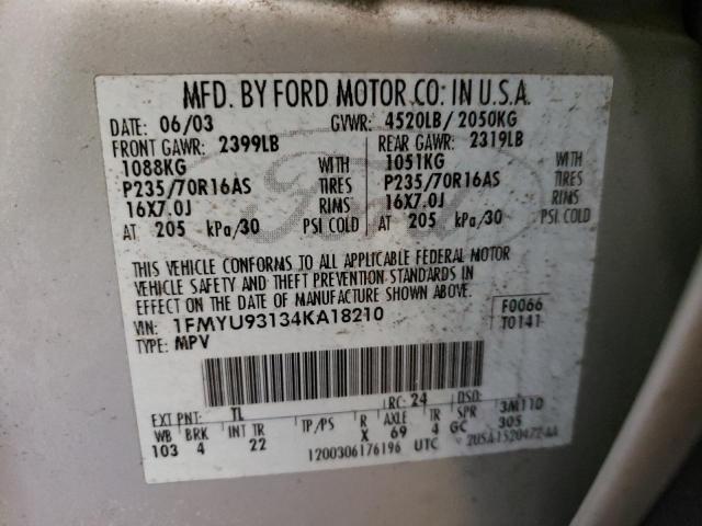 Photo 10 from auction – 2004 FORD ESCAPE XLT with VIN 1FMYU93134KA18210