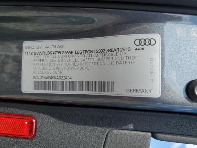 Photo 10 from auction – 2019 AUDI A4 PREMIUM with VIN WAUDNAF49KA022494