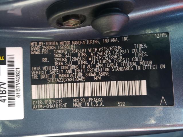 Photo 10 from auction – 2006 TOYOTA SIENNA CE with VIN 5TDZA23C76S430409