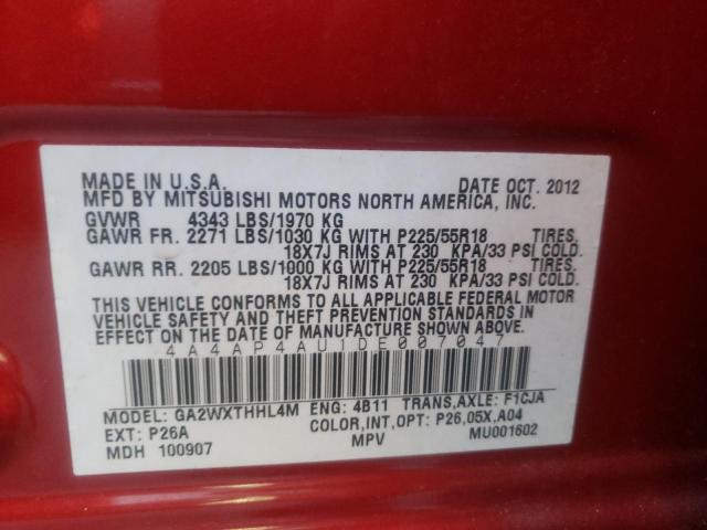 Photo 10 from auction – 2013 MITSUBISHI OUTLANDER with VIN 4A4AP4AU1DE007047