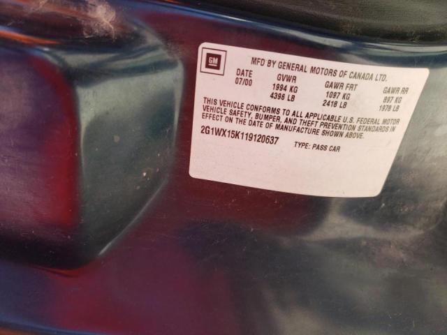 Photo 10 from auction – 2001 CHEVROLET MONTE CARL with VIN 2G1WX15K119120637