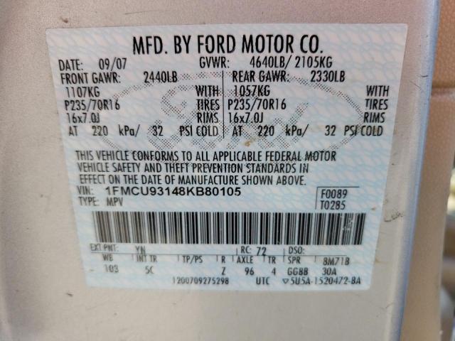 Photo 10 from auction – 2008 FORD ESCAPE XLT with VIN 1FMCU93148KB80105