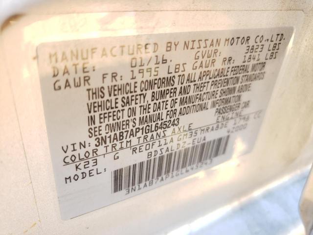 Photo 10 from auction – 2016 NISSAN SENTRA S with VIN 3N1AB7AP1GL645243