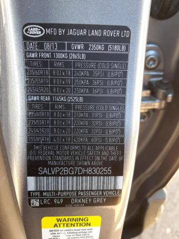 Photo 10 from auction – 2013 LAND ROVER RANGE ROVE with VIN SALVP2BG7DH830255
