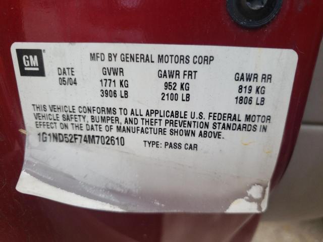 Photo 10 from auction – 2004 CHEVROLET MALIBU with VIN 1G1ND52F74M702610