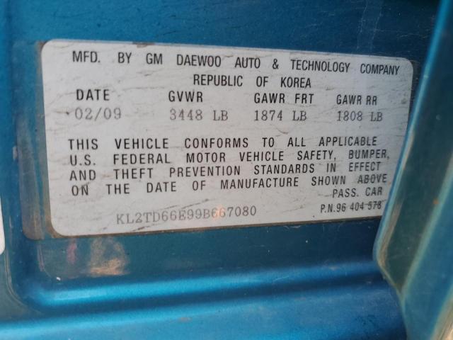 Photo 10 from auction – 2009 PONTIAC G3 with VIN KL2TD66E99B667080