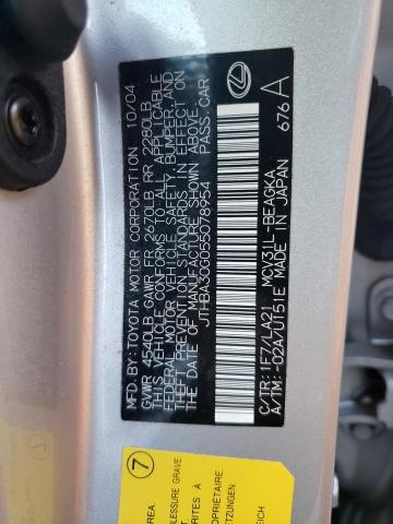 Photo 10 from auction – 2005 LEXUS ES 330 with VIN JTHBA30G055078954