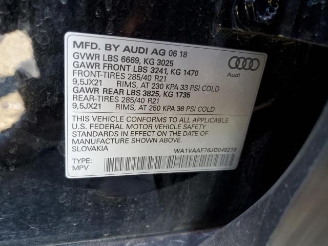 Photo 10 from auction – 2018 AUDI Q7 PRESTIG with VIN WA1VAAF76JD049219