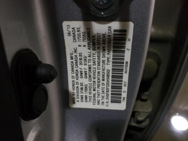 Photo 10 from auction – 2013 HONDA CIVIC LX with VIN 2HGFB2F53DH548502