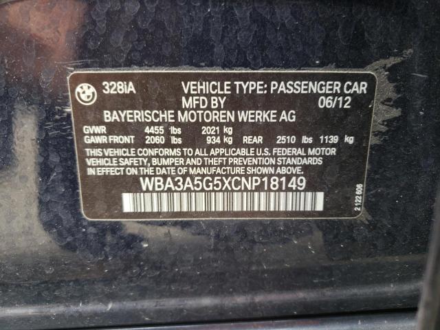 Photo 10 from auction – 2012 BMW 328 I with VIN WBA3A5G5XCNP18149