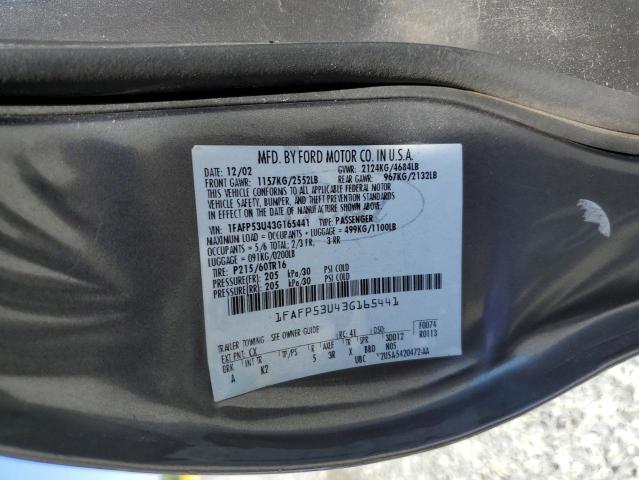 Photo 10 from auction – 2003 FORD TAURUS SE with VIN 1FAFP53U43G165441