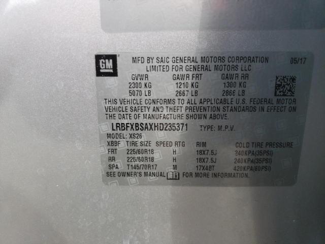 Photo 10 from auction – 2017 BUICK ENVISION E with VIN LRBFXBSAXHD235371