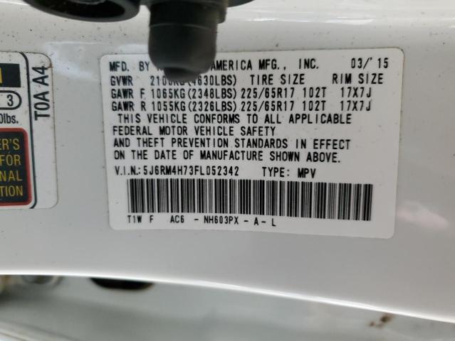 Photo 10 from auction – 2015 HONDA CR-V EXL with VIN 5J6RM4H73FL052342