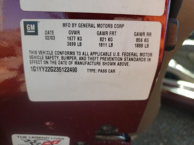 Photo 10 from auction – 2003 CHEVROLET CORVETTE with VIN 1G1YY22G235122490