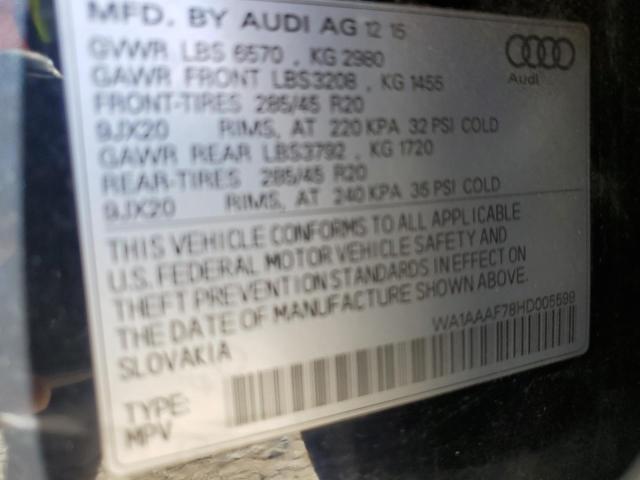 Foto 10 de la subasta – 2017 AUDI Q7 PREMIUM con VIN WA1AAAF78HD005599