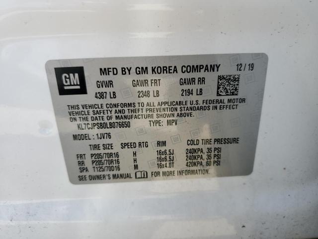Photo 10 from auction – 2020 CHEVROLET TRAX 1LT with VIN KL7CJPSB0LB076650