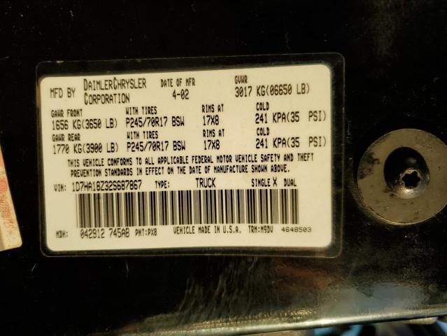 Photo 10 from auction – 2002 DODGE RAM 1500 with VIN 1D7HA18Z32S687867