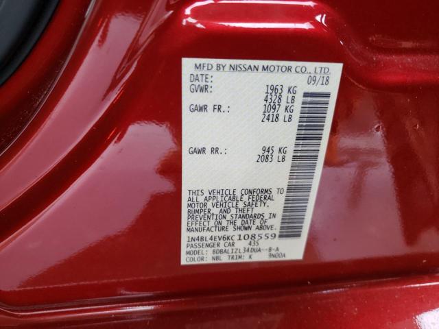 Photo 10 from auction – 2019 NISSAN ALTIMA SL with VIN 1N4BL4EV6KC108559