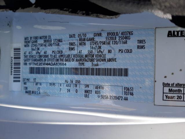 Photo 10 from auction – 2010 FORD ECONOLINE with VIN 1FTNE2EW4ADA83684