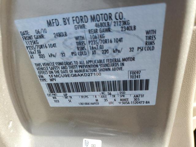 Photo 10 from auction – 2010 FORD ESCAPE LIM with VIN 1FMCU9EG8AKD27100