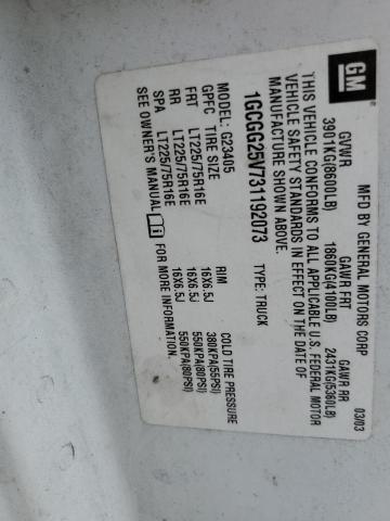 Photo 10 from auction – 2003 CHEVROLET EXPRESS G2 with VIN 1GCGG25V731192073