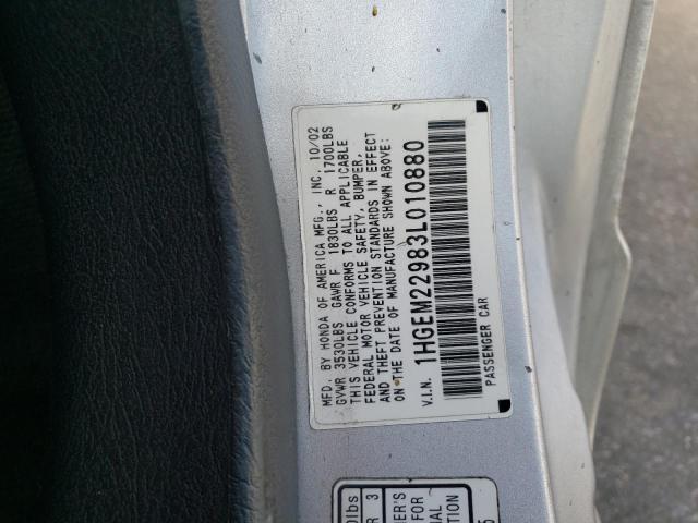 Photo 10 from auction – 2003 HONDA CIVIC EX with VIN 1HGEM22983L010880