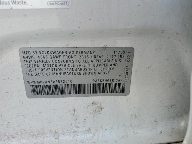 Photo 10 from auction – 2010 VOLKSWAGEN CC with VIN WVWMP7AN5AE532610