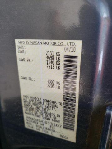 Photo 10 from auction – 2010 NISSAN MAXIMA S with VIN 1N4AA5AP1AC853507