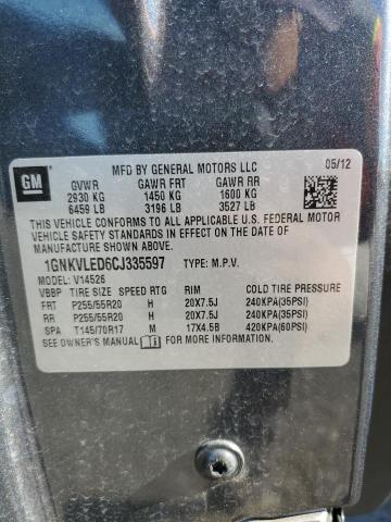 Photo 10 from auction – 2012 CHEVROLET TRAVERSE L with VIN 1GNKVLED6CJ335597