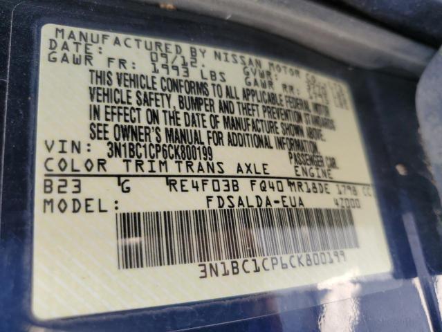 Photo 10 from auction – 2012 NISSAN VERSA S with VIN 3N1BC1CP6CK800199