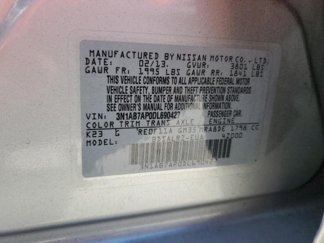 Photo 10 from auction – 2013 NISSAN SENTRA S with VIN 3N1AB7AP0DL690427