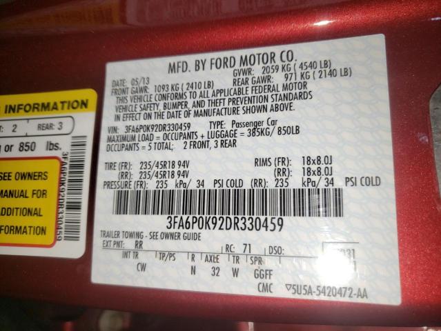 Photo 10 from auction – 2013 FORD FUSION TIT with VIN 3FA6P0K92DR330459