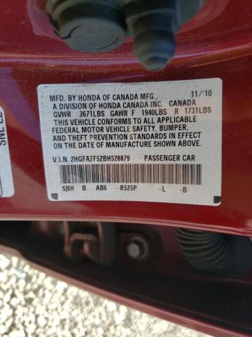 Photo 10 from auction – 2011 HONDA CIVIC with VIN 2HGFA1F52BH528879